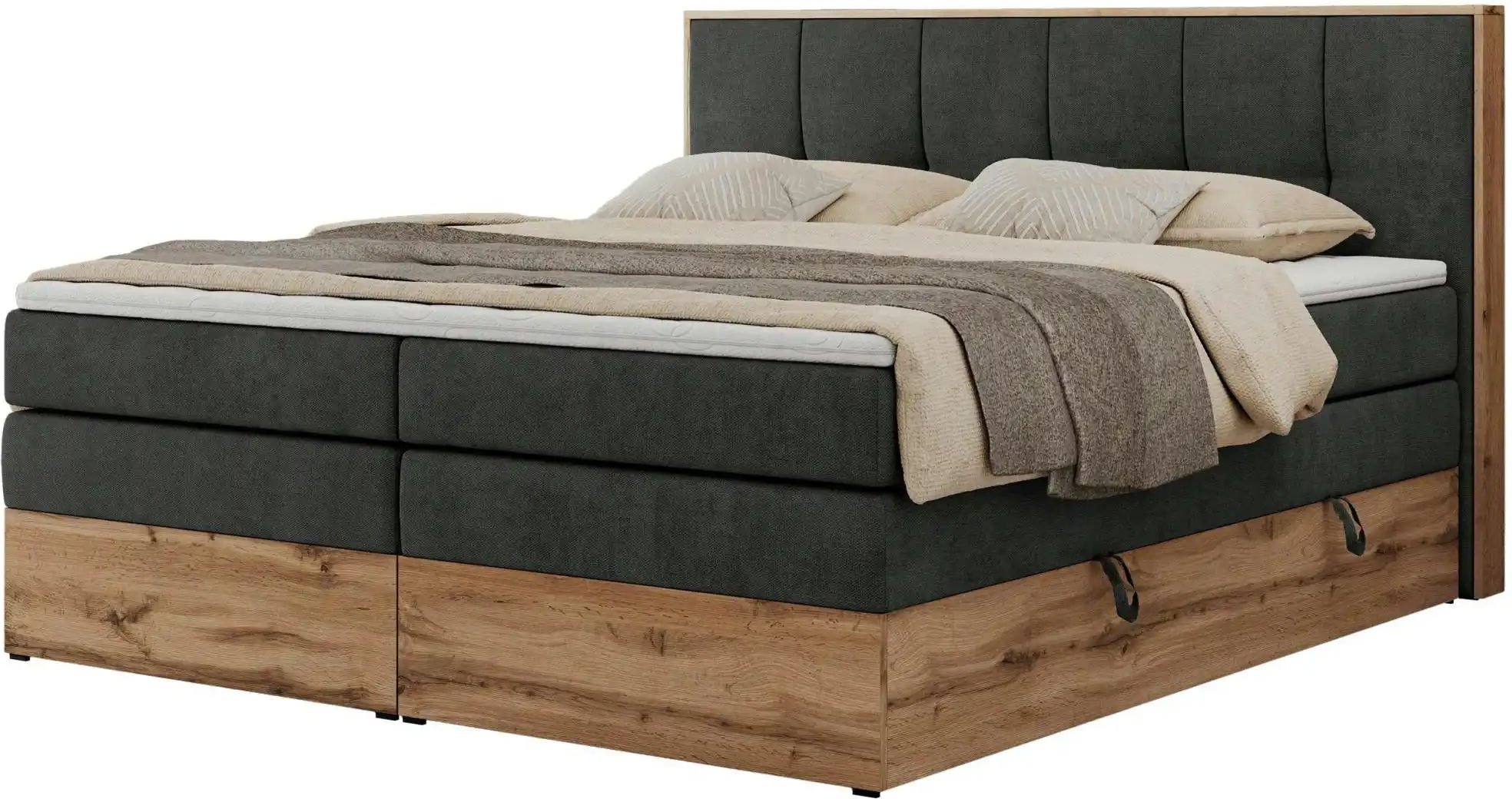 Boxspringbett mit Bettkasten Albero 1 King ¦ grau ¦ Maße (cm): B: 128 H: 113 Betten > Boxspringbetten - Höffner