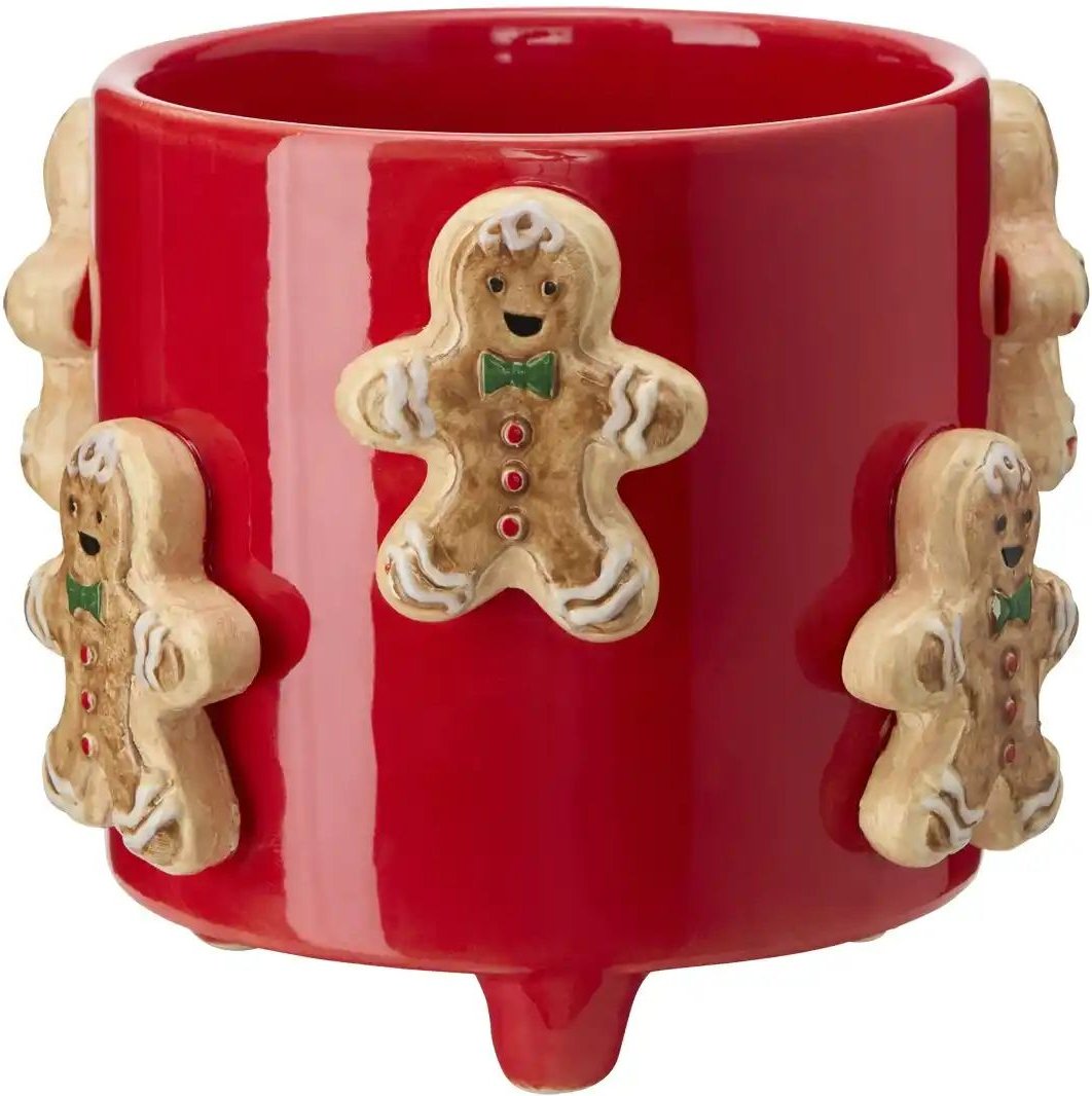 HOME STORY Übertopf Lebkuchenmännchen ¦ rot ¦ Dolomite ¦ Maße (cm): B: 12,8 H: 11 T: 12.5 Weihnachten - Höffner