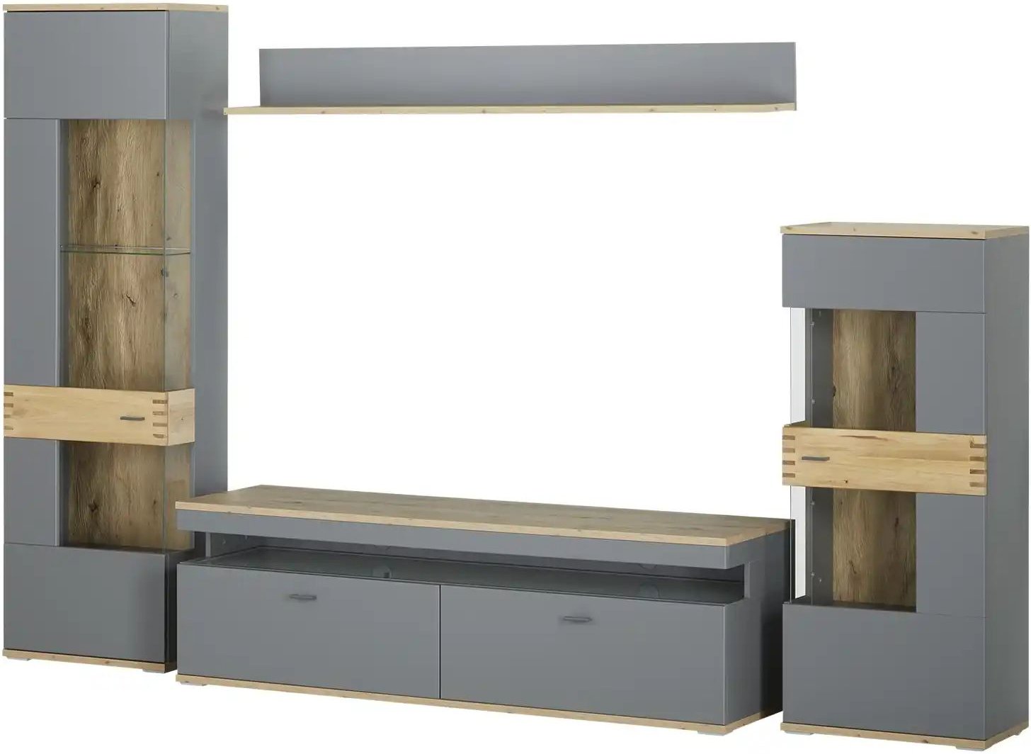 Thumbnail - uno Wohnkombination Salvani ¦ grau ¦ Maße (cm): B: 300 H: 206 T: 50.0 Kommoden & Sideboards > Wohnwände - Höffner