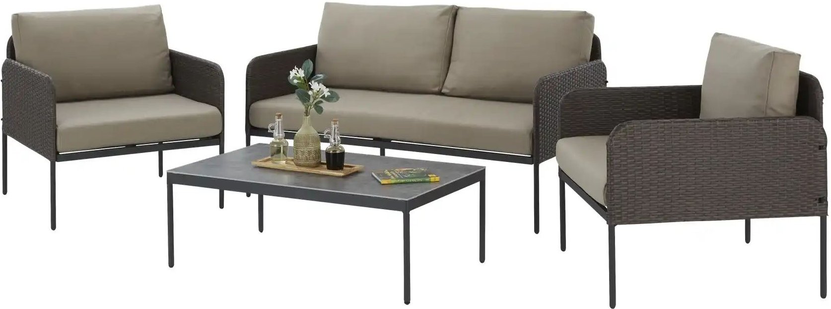 Lounge-Set Elina ¦ braun ¦ Maße (cm): B: 162 H: 72 Garten > Gartenmöbel > Gartenmöbelsets - Höffner