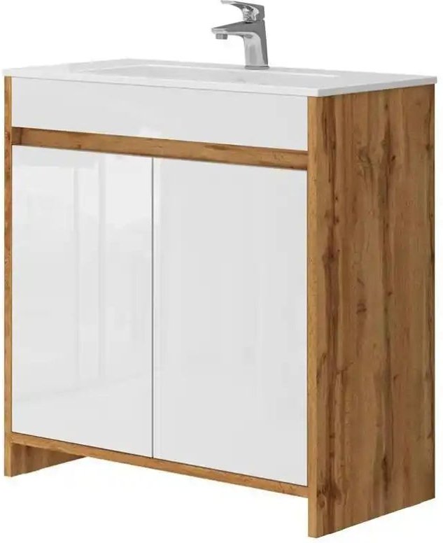 Badkombination ¦ holzfarben ¦ Maße (cm): B: 79,8 H: 81,9 Schränke > Badschränke > Komplett-Badkombinationen - Höffner