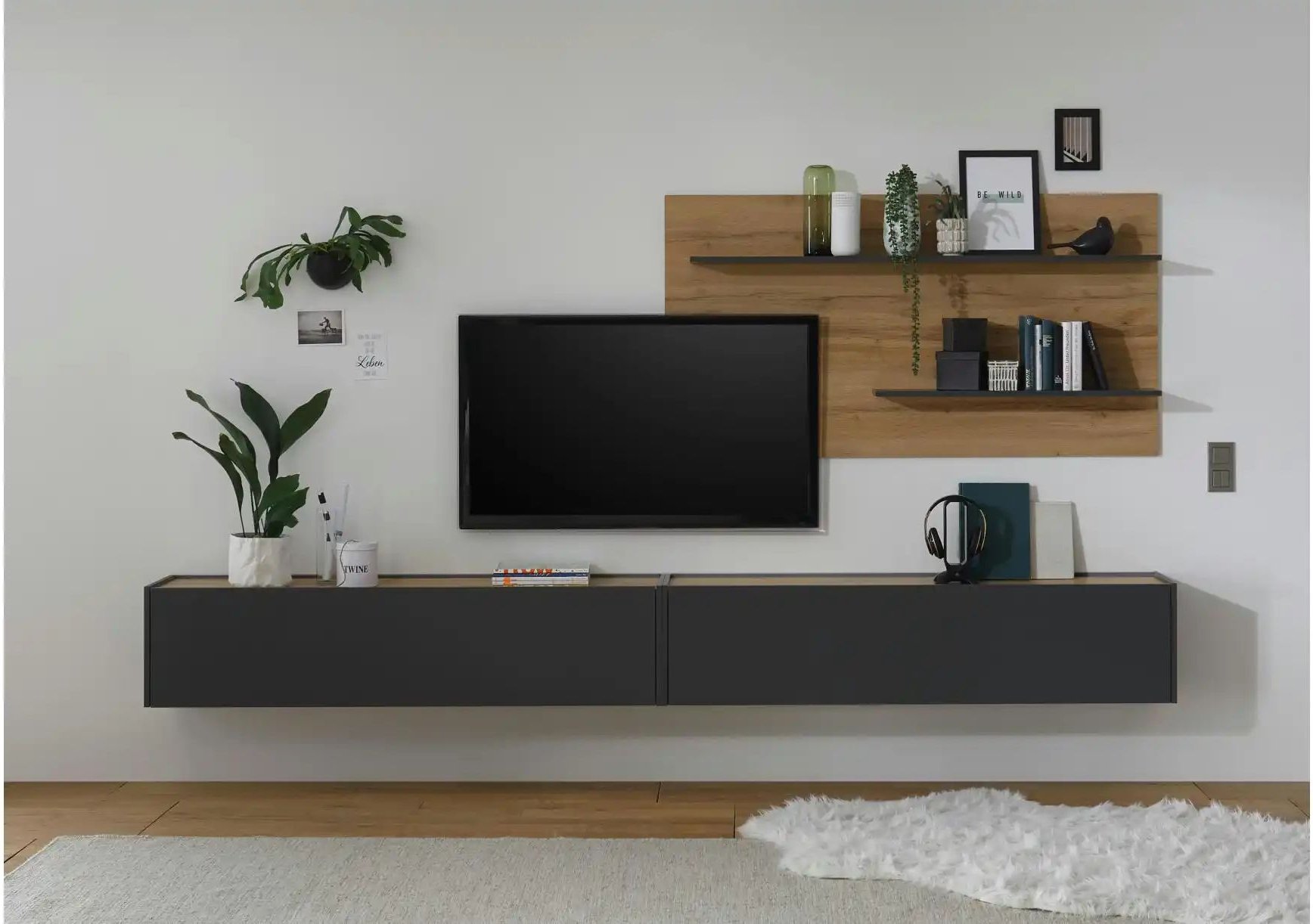 Wohnwand Cande ¦ grau ¦ Maße (cm): B: 300 H: 180 Kommoden & Sideboards > Wohnwände - Höffner