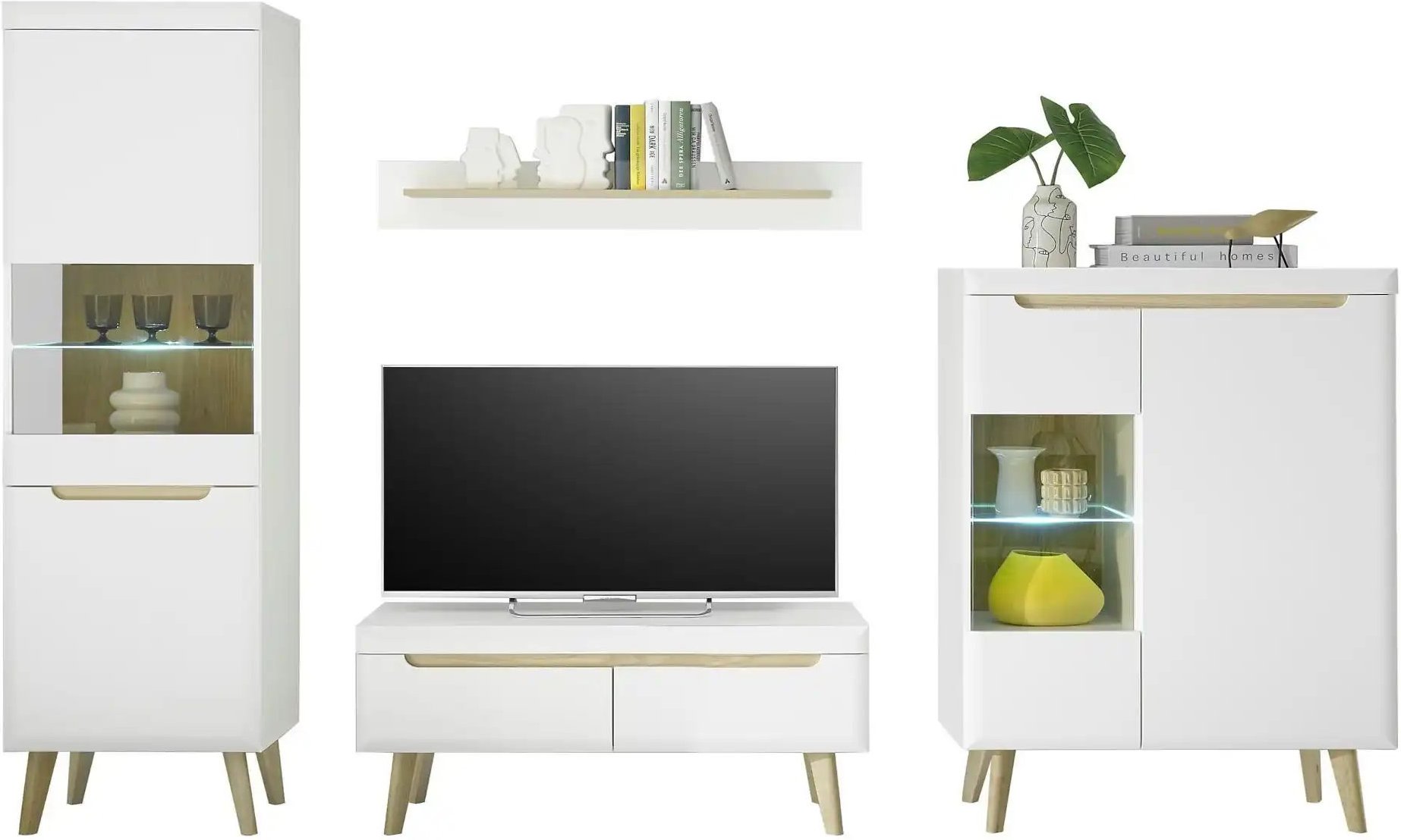 Wohnwand Malaren ¦ weiß ¦ Maße (cm): B: 290 H: 197 T: 40.0 Kommoden & Sideboards > Wohnwände - Höffner