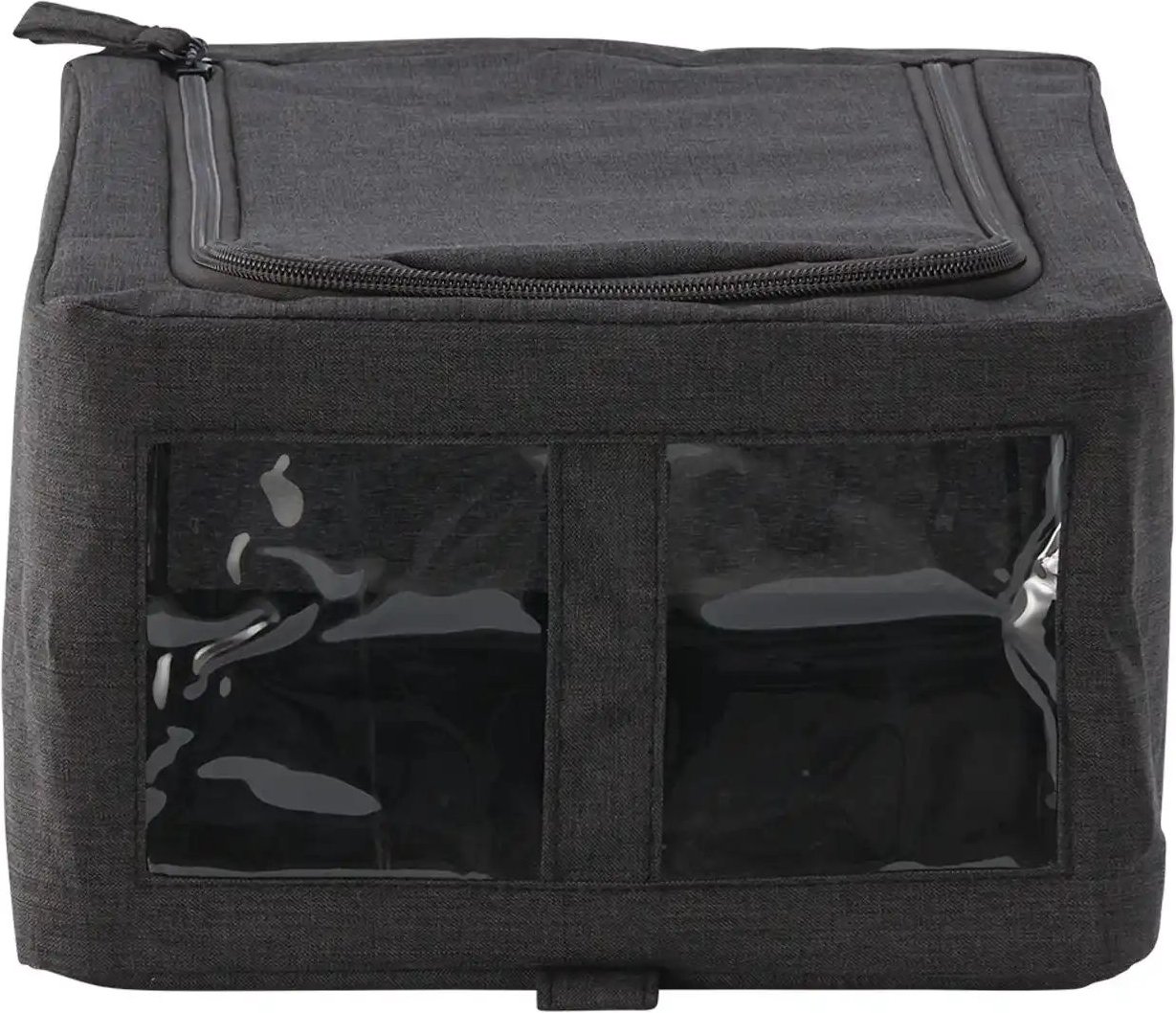 Aufbewahrungsbox mit Fenster ¦ schwarz ¦ Polyester,Metall ¦ Maße (cm): B: 35 H: 15 T: 25.0 Aufbewahrung > Körbe - Höff...