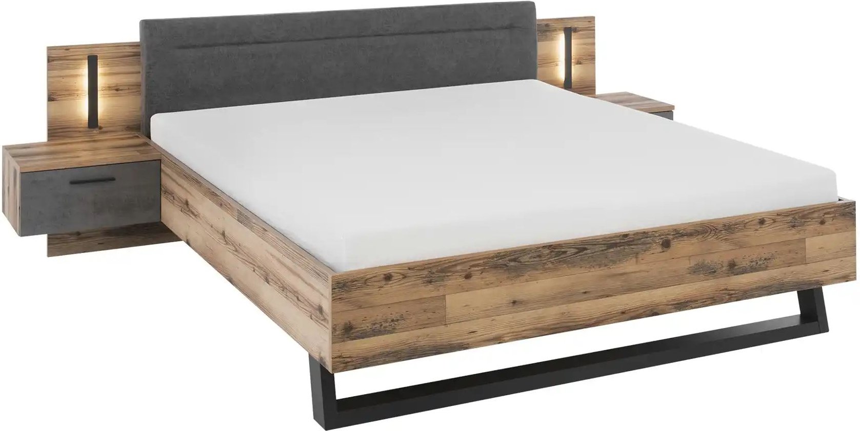 Bettanlage mit Beleuchtung Swindon ¦ holzfarben ¦ Maße (cm): B: 289,4 H: 96,3 T: 215.4 Betten > Bettgestelle - Höffner