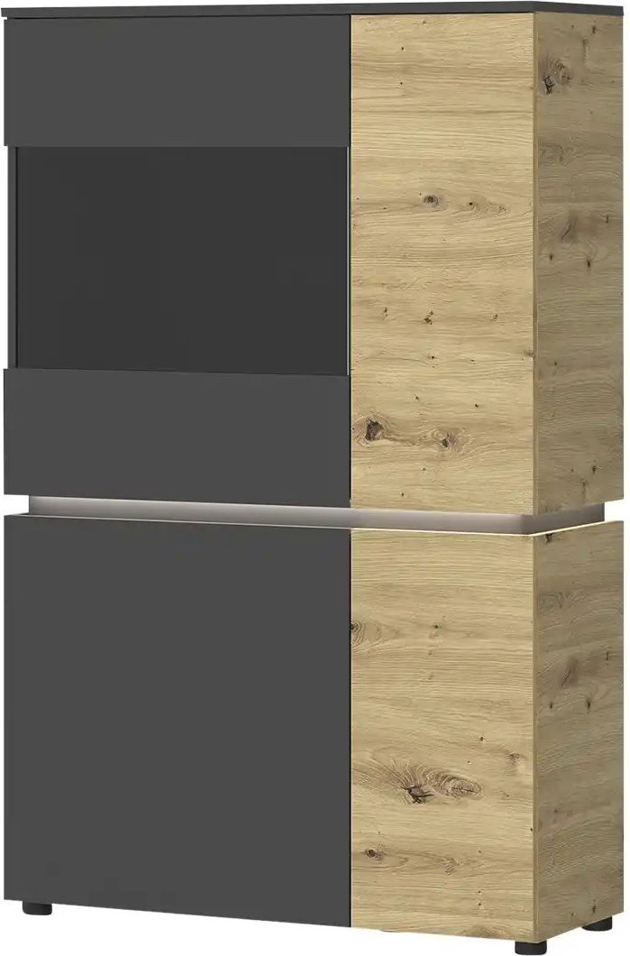 Vitrine Soft-Close Luci ¦ grau ¦ Maße (cm): B: 91 H: 146 T: 40.0 Schränke > Vitrinen - Höffner