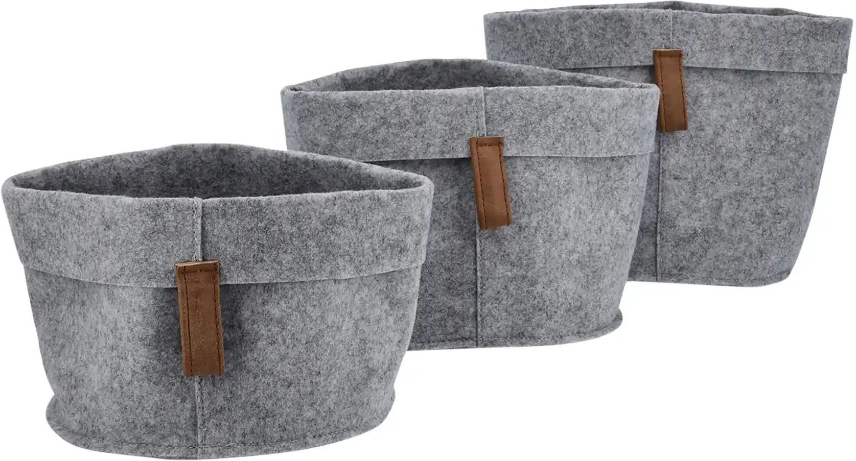 Aufbewahrungskorb 3er-Set ¦ grau ¦ Filz ¦ Maße (cm): H: 19 Ø: 22 Aufbewahrung > Körbe - Höffner