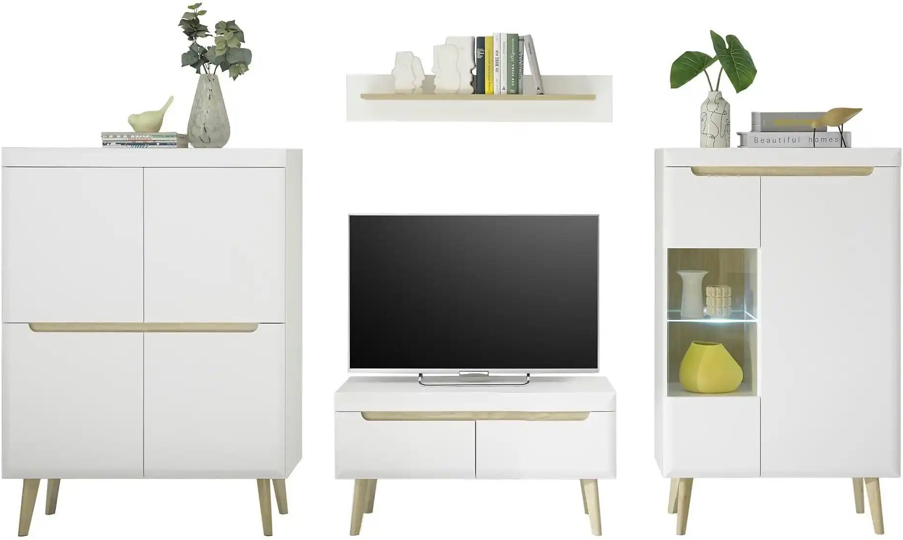 Wohnwand Malaren ¦ weiß ¦ Maße (cm): B: 344 H: 170 T: 40.0 Kommoden & Sideboards > Wohnwände - Höffner