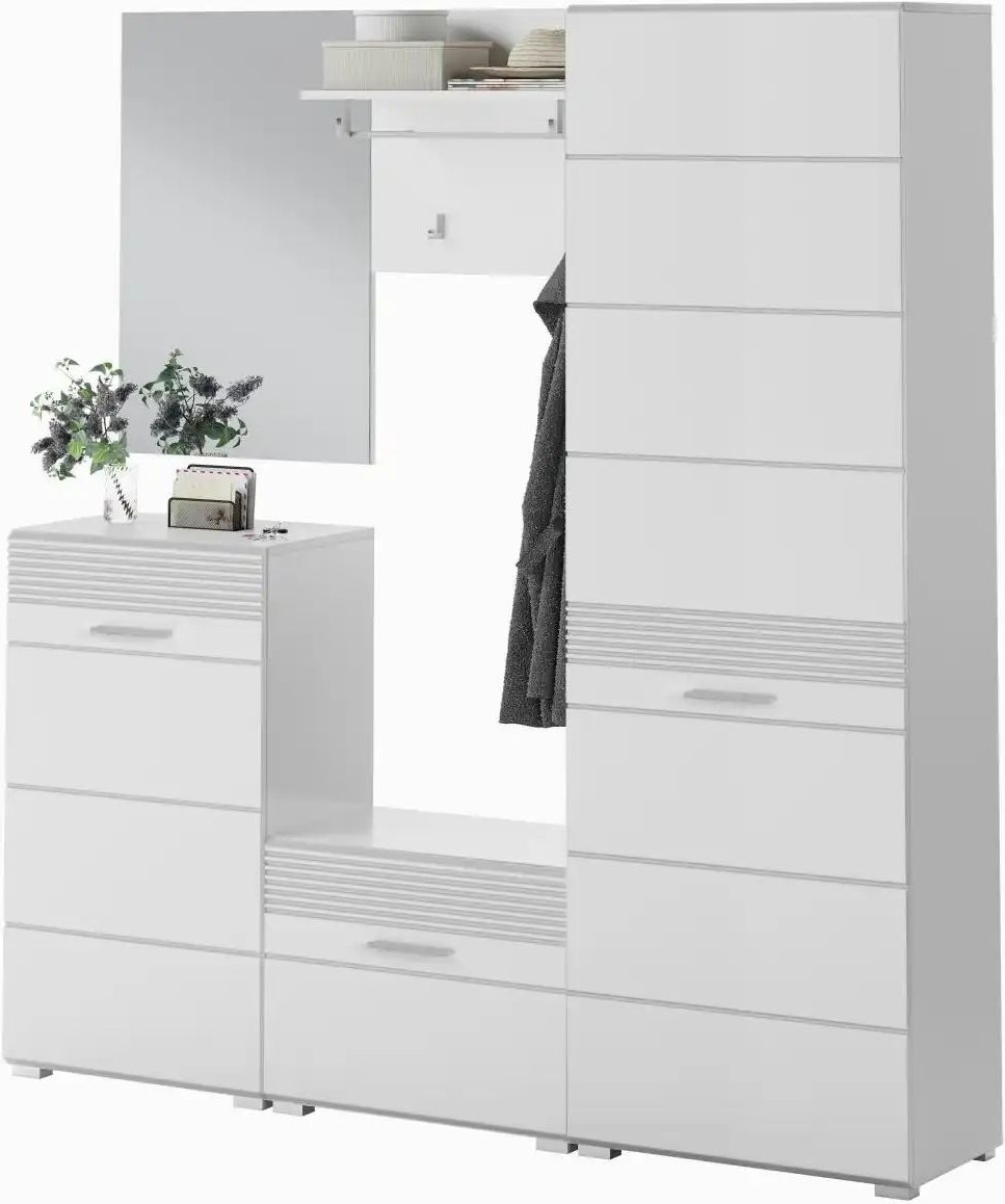 Garderoben-Set Linus ¦ weiß ¦ Maße (cm): B: 170 H: 190 T: 37.0 Garderoben & Kleiderstangen > Garderobensysteme - Höffne...