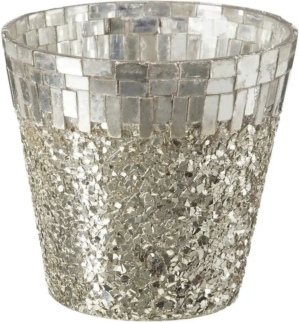 HOME STORY Teelichtglas   ¦ silber ¦ Glas ¦ Maße (cm): H: 12  Ø: 13 Weihnachten - Höffner
