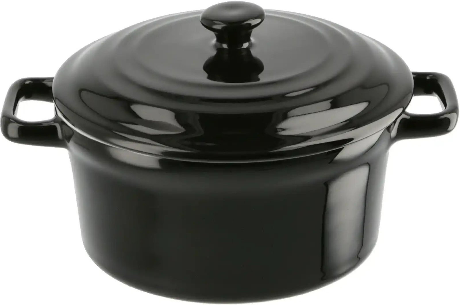 KHG Servier- & Auflaufform mit Deckel ¦ schwarz ¦ Steinzeug/Steingut ¦ Maße (cm): H: 8 Ø: 12.5 Küchenzubehör & Helfer...