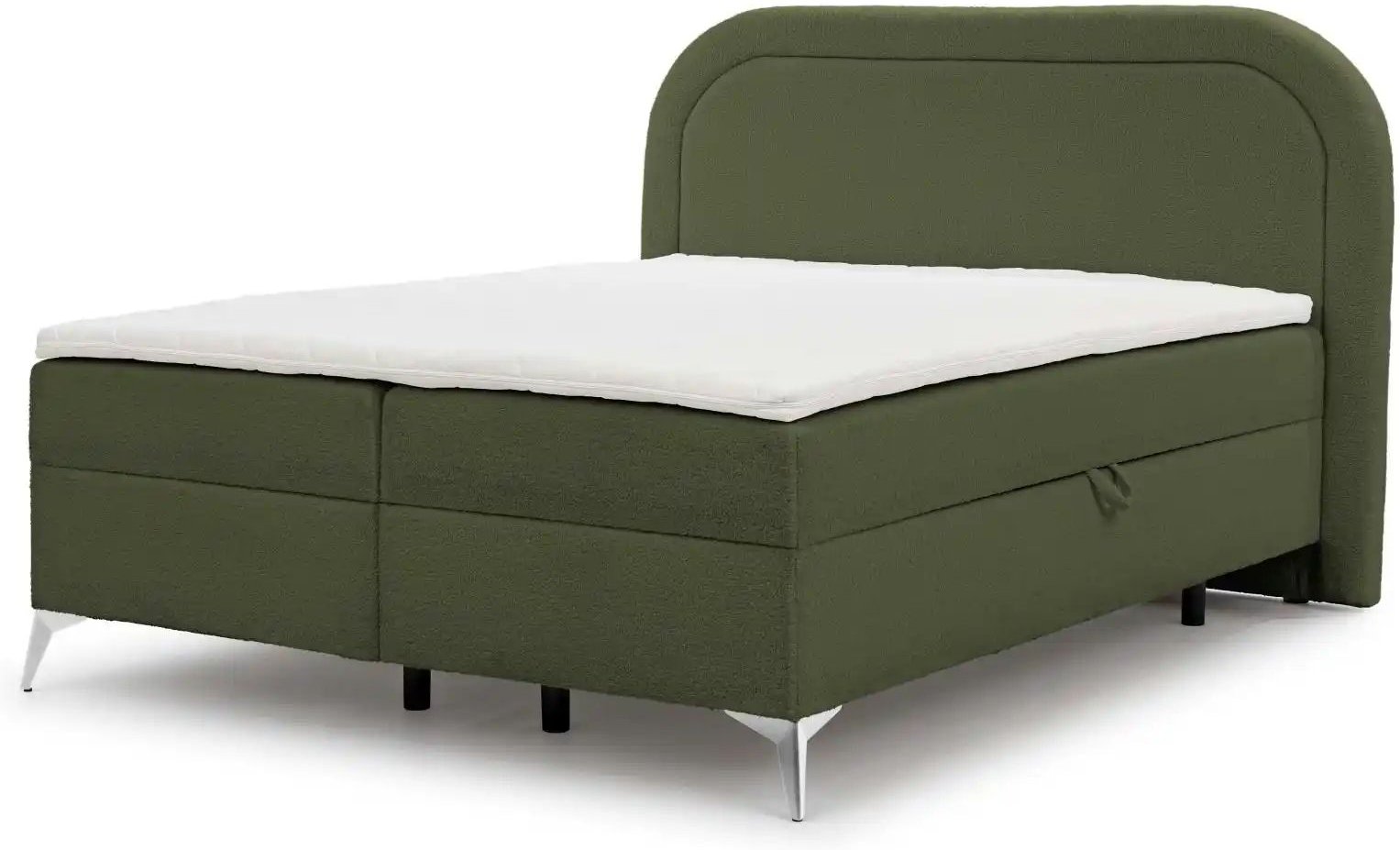 S-STYLE Boxbett mit Bettkasten Bouclé-Stoff Sonna ¦ grün ¦ Maße (cm): B: 160 H: 120 Betten > Boxspringbetten - Höffner