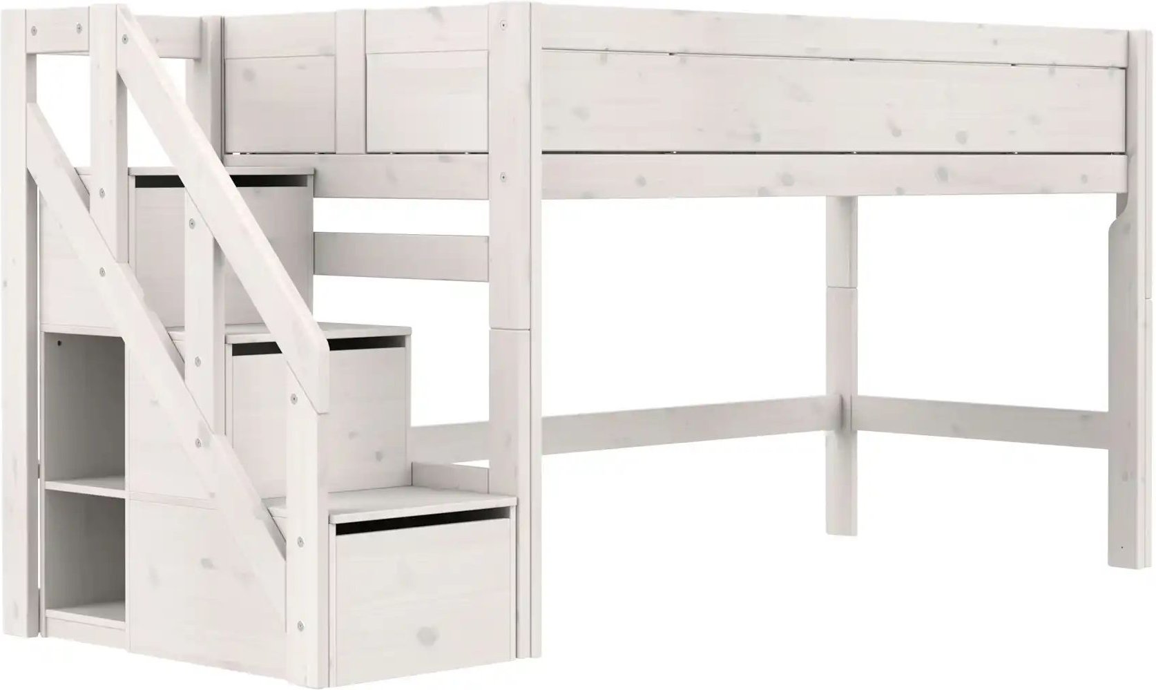 Lifetime halbhohes Bett mit Treppe 120cm Basis ¦ weiß ¦ Maße (cm): B: 257 H: 128 Betten > Bettgestelle - Höffner