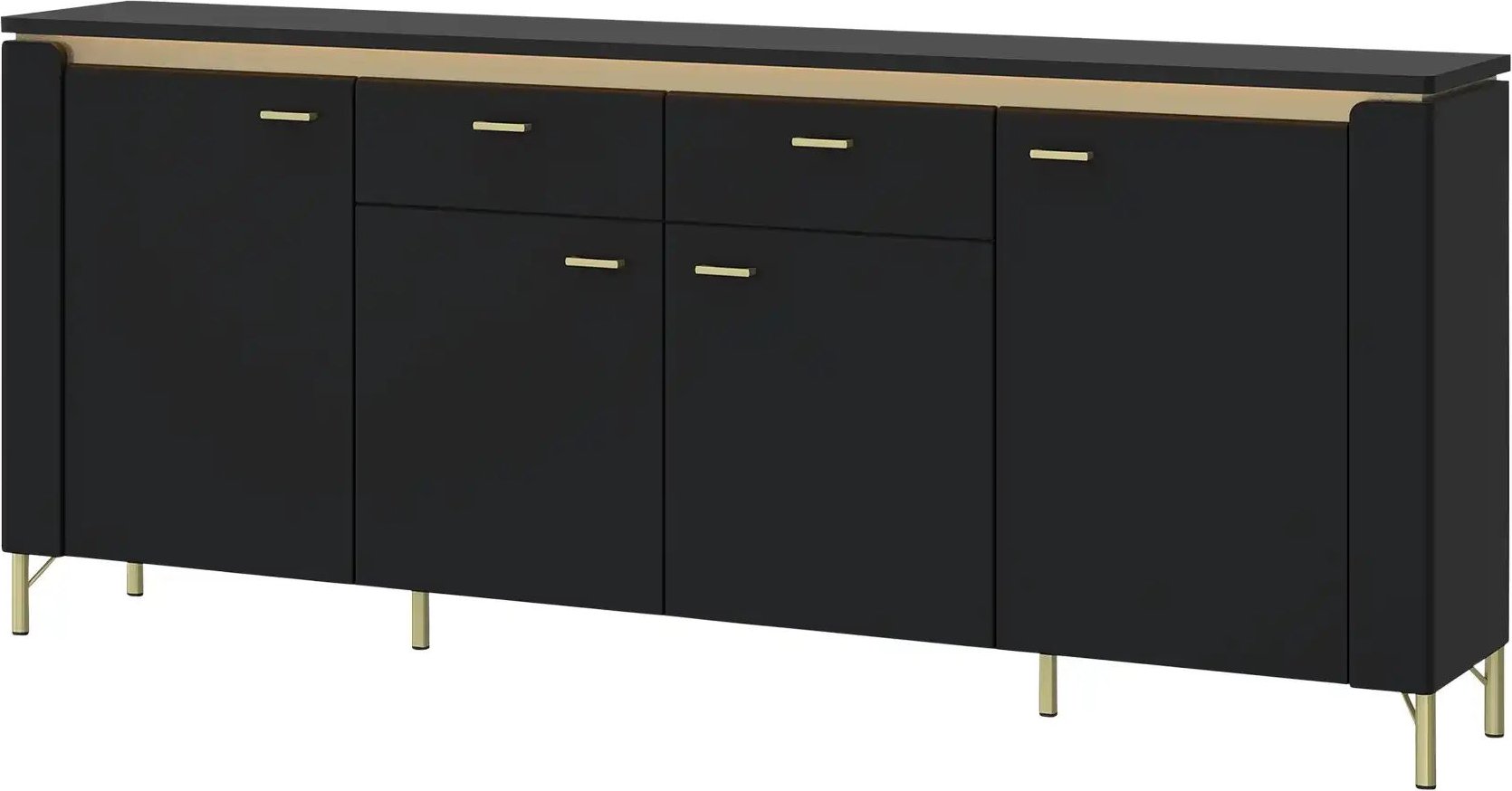 Sideboard mit Softclose Losini ¦ schwarz ¦ Maße (cm): B: 200,3 H: 87,3 T: 40.0 Kommoden & Sideboards > Sideboards - Höff...