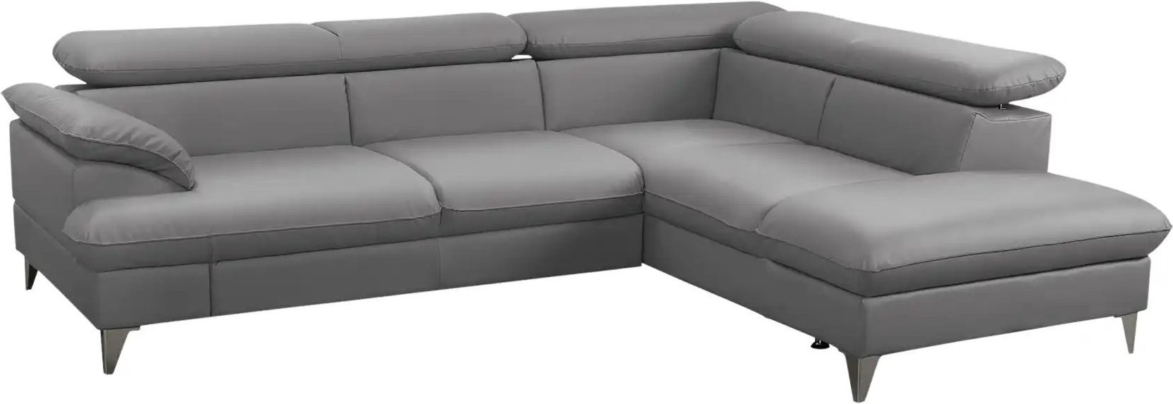 Thumbnail - uno Ecksofa aus Kunstleder David ¦ grau ¦ Maße (cm): B: 256 H: 74 T: 208.0 Polstermöbel > Sofas > Ecksofas - Höffner