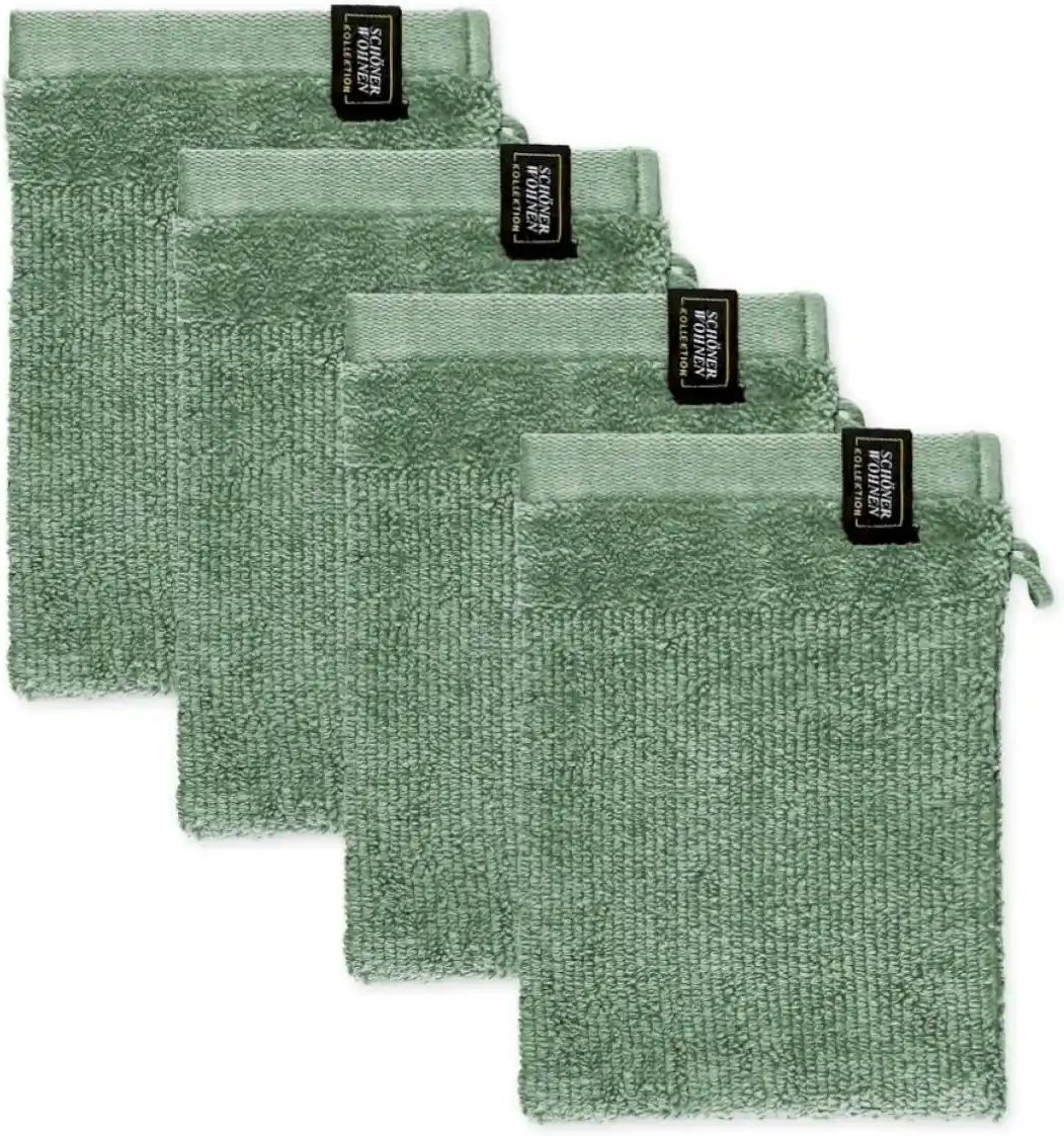 Thumbnail - SCHÖNER WOHNEN Kollektion Waschhandschuh 4er-Set ¦ grün ¦ Maße (cm): B: 16 H: 1,3 Badtextilien > Handtücher & Badetüch...