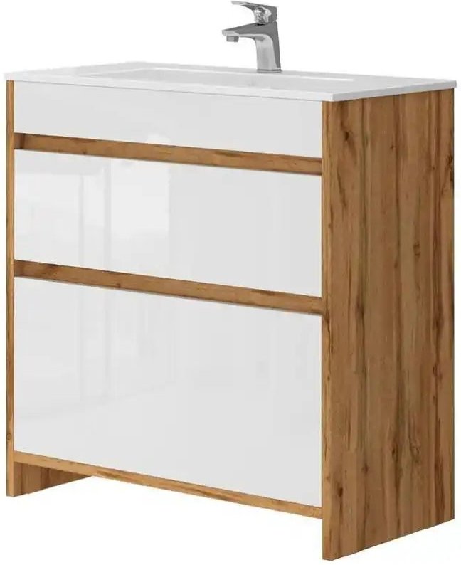 Badkombination ¦ holzfarben ¦ Maße (cm): B: 79,8 H: 81,9 Schränke > Badschränke > Komplett-Badkombinationen - Höffner