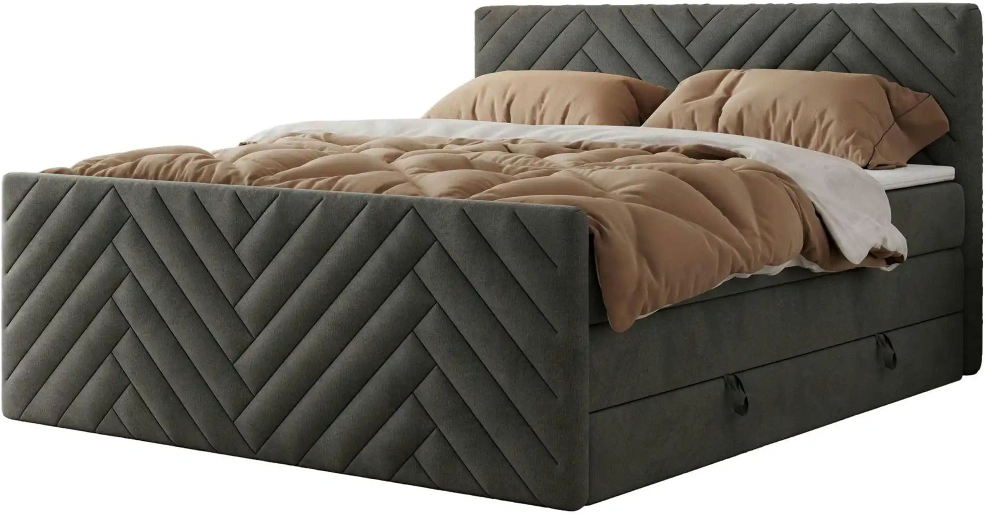 Thumbnail - Boxspringbett mit Bettkasten Paris King Duo ¦ grau ¦ Maße (cm): B: 161 H: 110 Betten > Boxspringbetten - Höffner