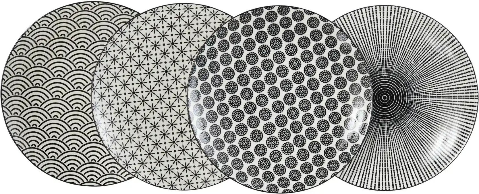 KHG Dessertteller 4er Set Vario ¦ schwarz ¦ Porzellan ¦ Maße (cm): H: 2,5 Ø: 22 Geschirr > Teller - Höffner