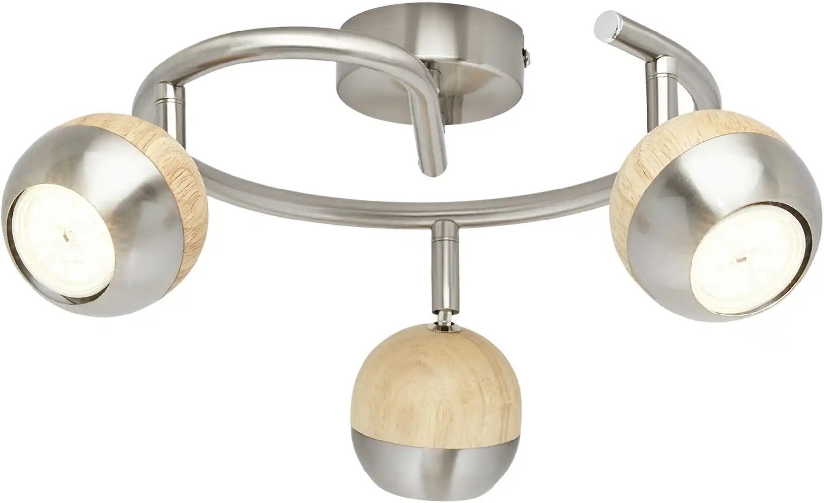 Thumbnail - KHG LED-Spot 3-flammig mit Holz ¦ braun ¦ Maße (cm): H: 18 Ø: 24.5 Lampen & Leuchten > Deckenleuchten - Höffner