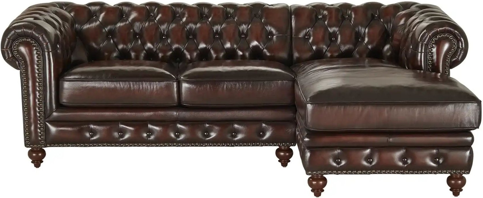 Thumbnail - uno Ecksofa Bezug aus Echtleder Chesterfield ¦ braun ¦ Maße (cm): B: 251 H: 81 T: 166.0 Polstermöbel > Sofas > Ecksofas ...
