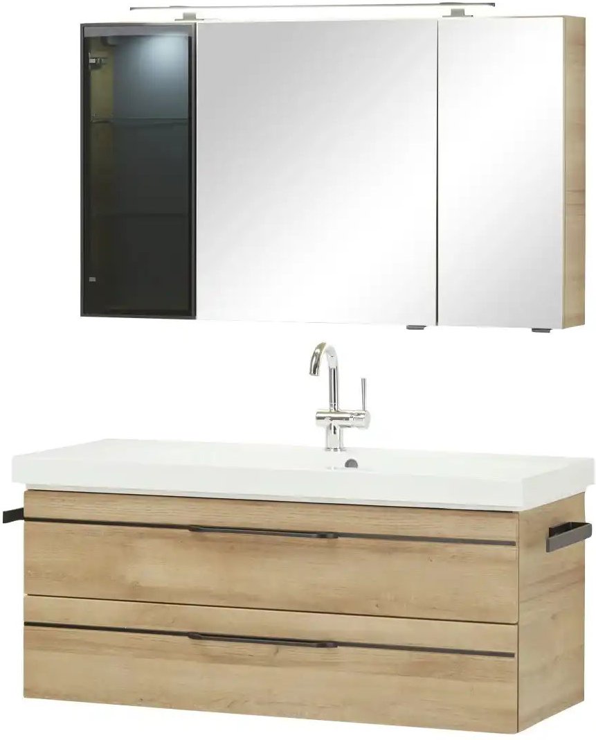 calmo Badezimmerkombination Lomela ¦ holzfarben ¦ Maße (cm): B: 123,4 Schränke > Badschränke > Komplett-Badkombinatione...