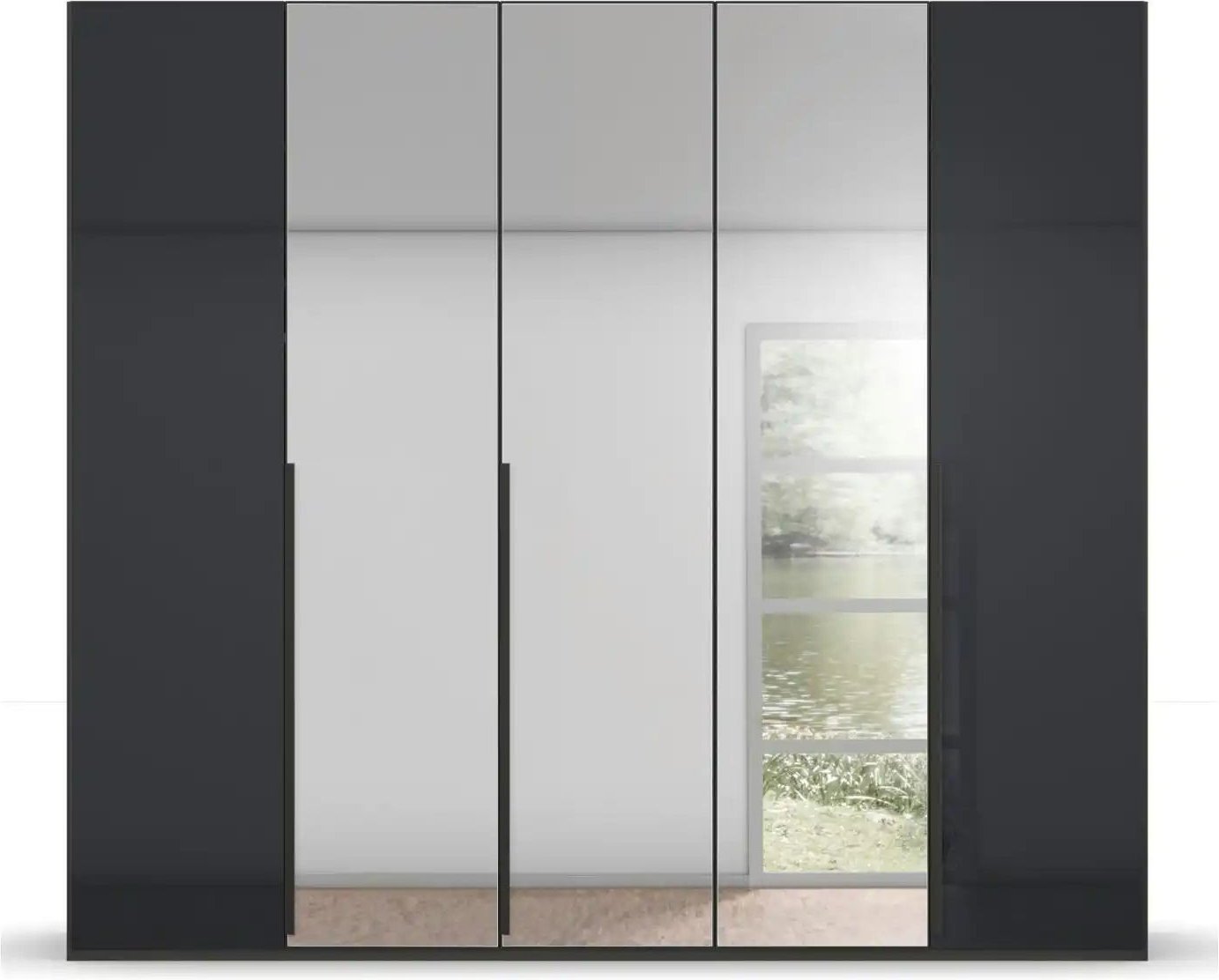 Drehtürenschrank Port Talbot ¦ schwarz ¦ Maße (cm): B: 251 H: 223 Schränke > Kleiderschränke > Drehtürenschränke - Höff...