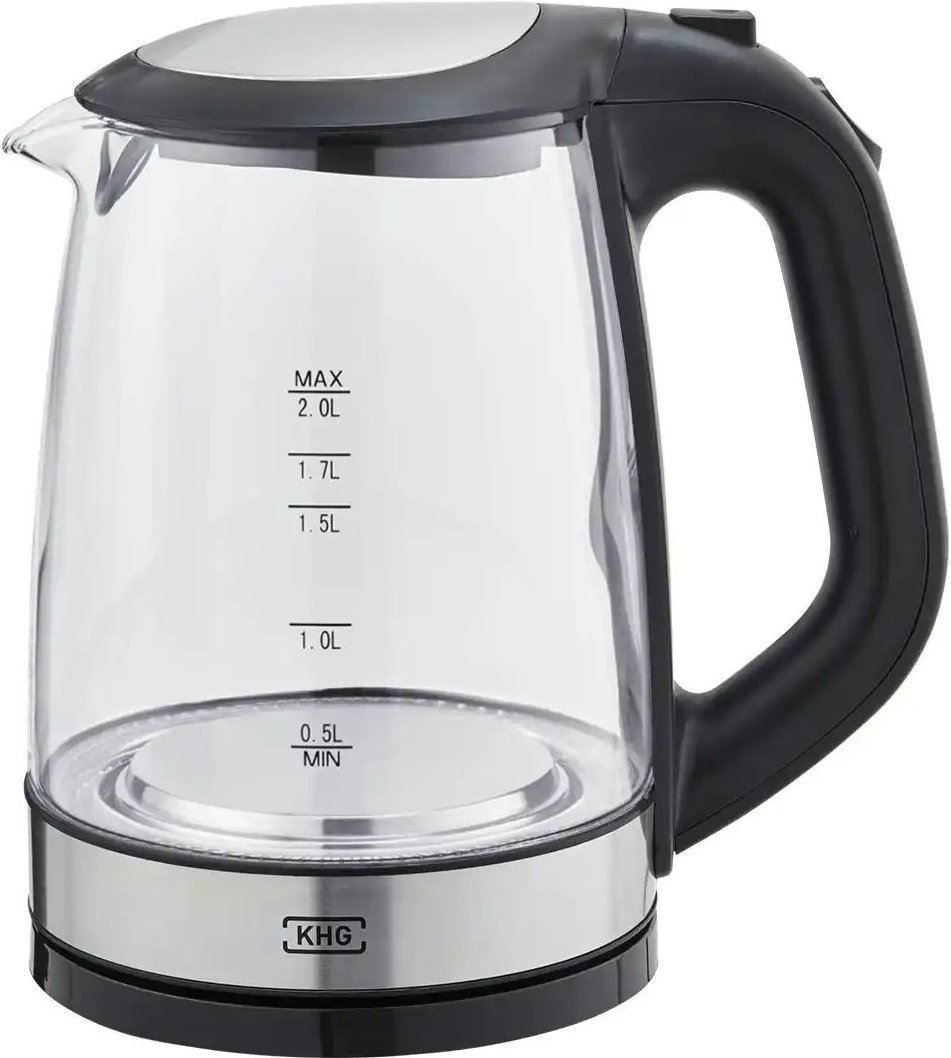 KHG Wasserkocher WK-1706 GES ¦ transparent/klar ¦ Glas,Kunststoff,Edelstahl ¦ Maße (cm): B: 23 H: 25 T: 15.5 Elektrokle...