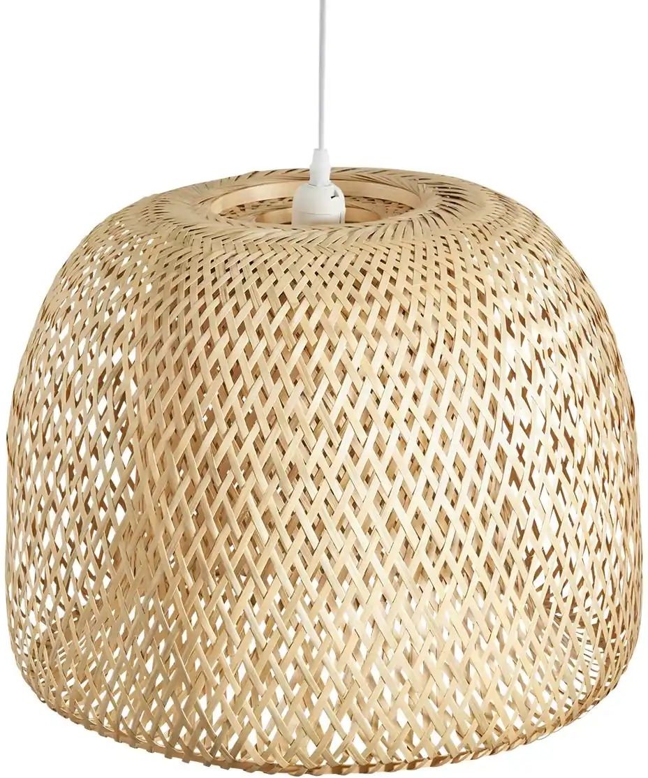 KHG Pendelleuchte 1-flammig Bambus-Schirm ¦ holzfarben ¦ Maße (cm): H: 150 Ø: 46 Lampen & Leuchten > Pendelleuchten...