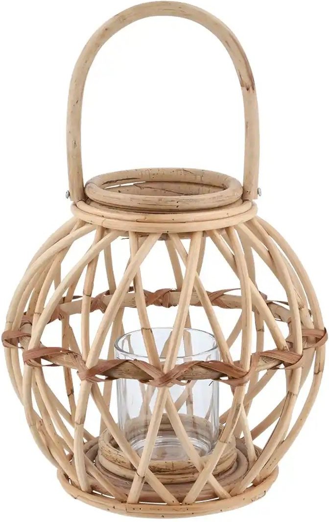 Laterne mit Glaseinsatz ¦ braun ¦ Rattan,Glas ¦ Maße (cm): H: 25 Ø: 27 Accessoires > Kerzen & Kerzenständer - Höffner
