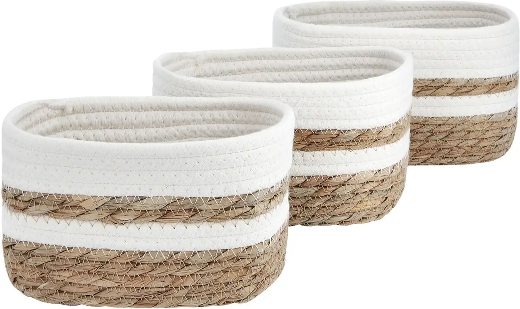 Aufbewahrungskörbe 3er-Set ¦ mehrfarbig ¦ Seegras,Baumwolle,Polyester ¦ Maße (cm): B: 23 H: 13 T: 18.0 Aufbewahrung >...