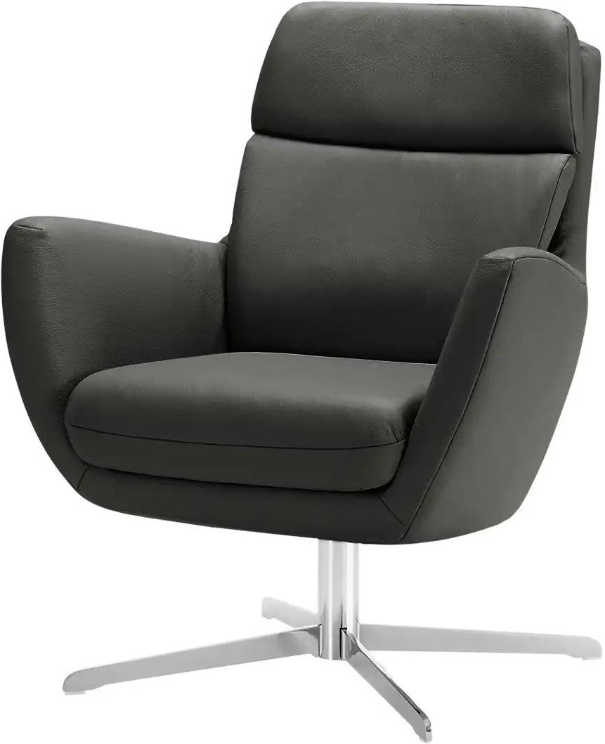 Max Schelling Drehsessel aus Echtleder Sierra ¦ grau ¦ Maße (cm): B: 76 H: 93 T: 79.0 Polstermöbel > Sessel > Drehsessel...