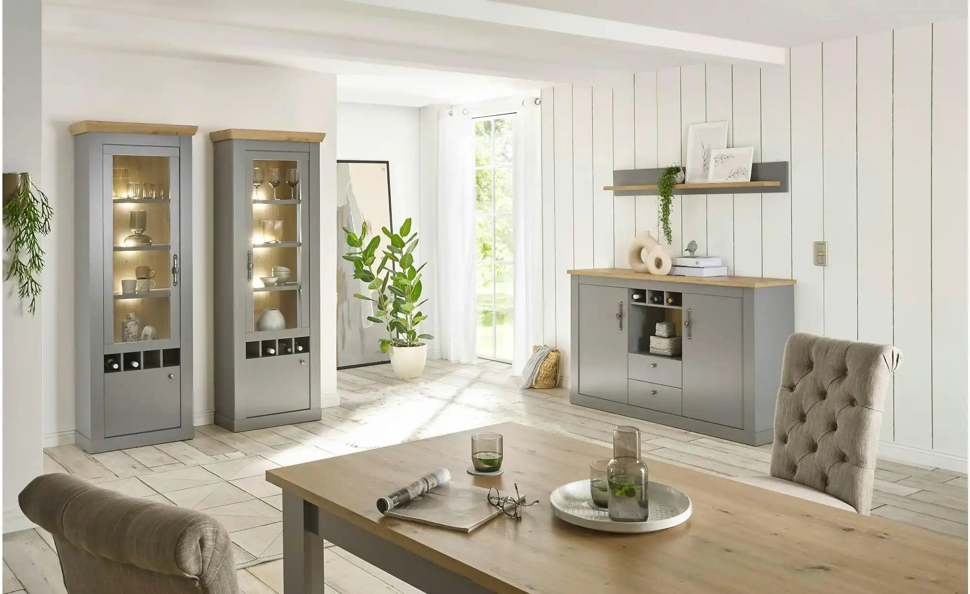 Wohnwand ¦ grau ¦ Maße (cm): B: 330 H: 201 T: 44.0 Kommoden & Sideboards > Wohnwände - Höffner