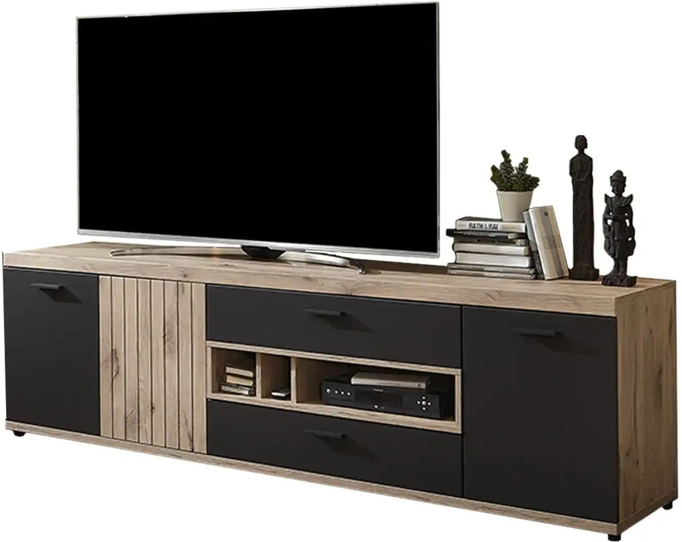 Thumbnail - uno Lowboard  Lamella ¦ grau ¦ Maße (cm): B: 200 H: 62 T: 50.0 Kommoden & Sideboards > Lowboards - Höffner