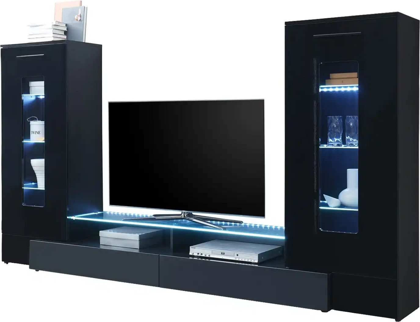 Thumbnail - Wohnwand Poder ¦ schwarz ¦ Maße (cm): B: 265 H: 147 T: 40.0 Kommoden & Sideboards > Wohnwände - Höffner