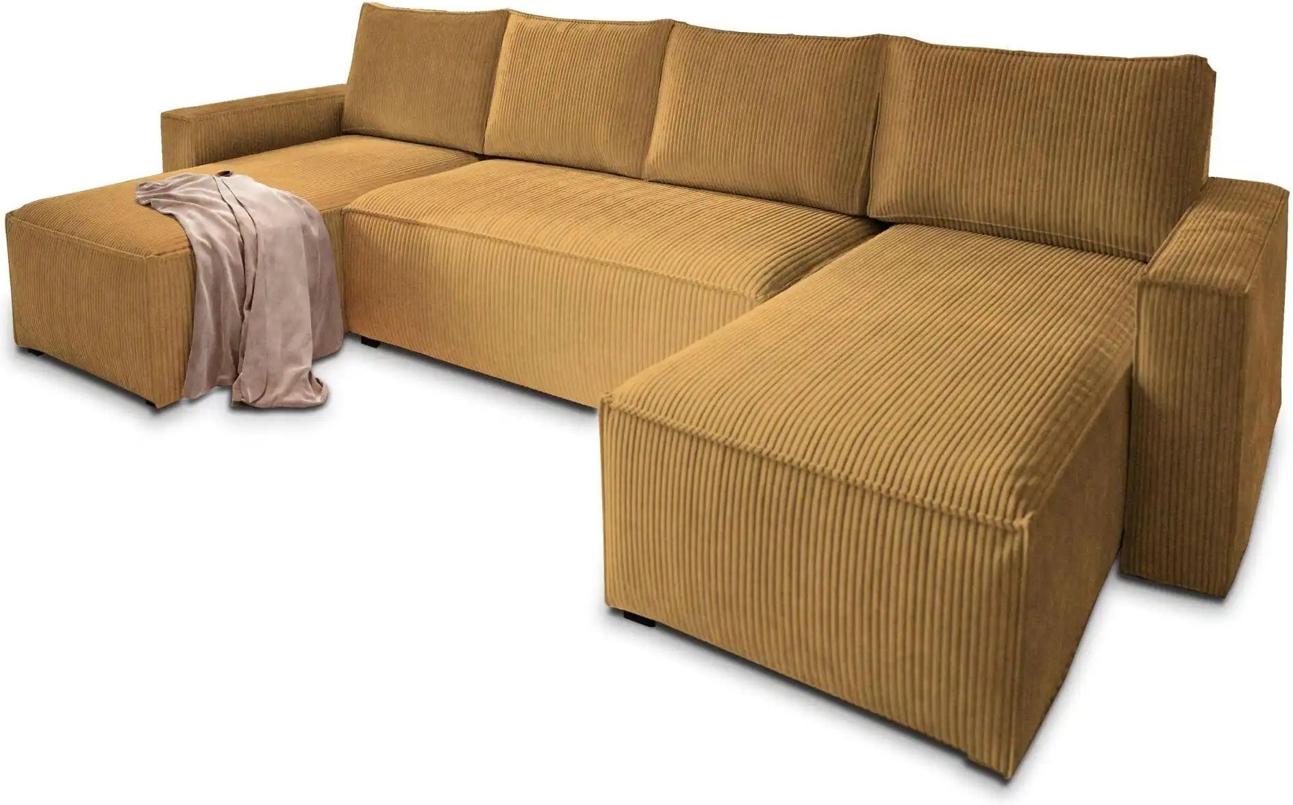 MASSENO Wohnlandschaft mit Schlaffunktion Aspra ¦ gelb ¦ Maße (cm): B: 295 H: 85 Polstermöbel > Sofas > Schlafsofas - Hö...