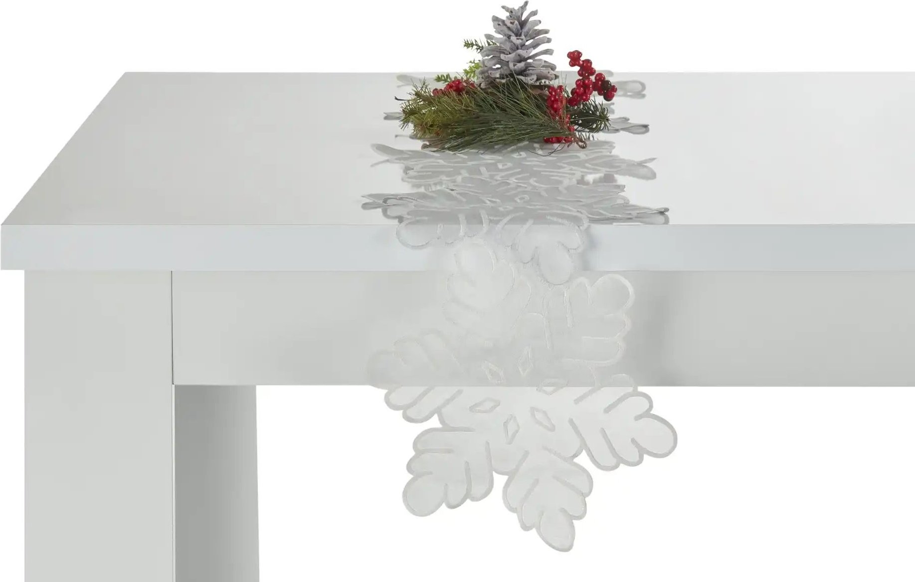 Tischläufer Schneeflocke ¦ grau ¦ Synthetik ¦ Maße (cm): B: 25 Weihnachten - Höffner