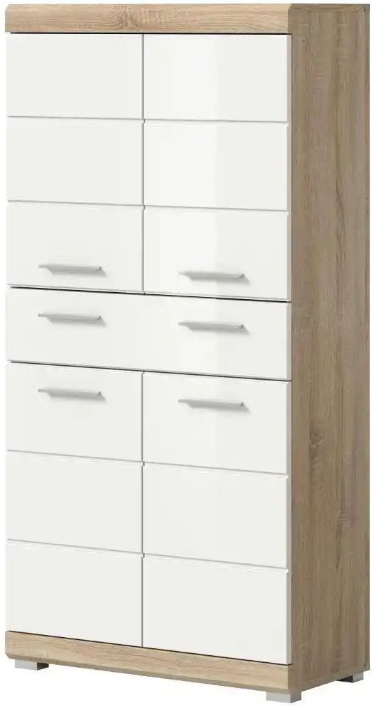 Midischrank SCHLOONSEE Breite 74cm 4 Türen 1 Schubkasten 4 Fächer MDF-Front in verschiedenen Farben erhältlich Ba...