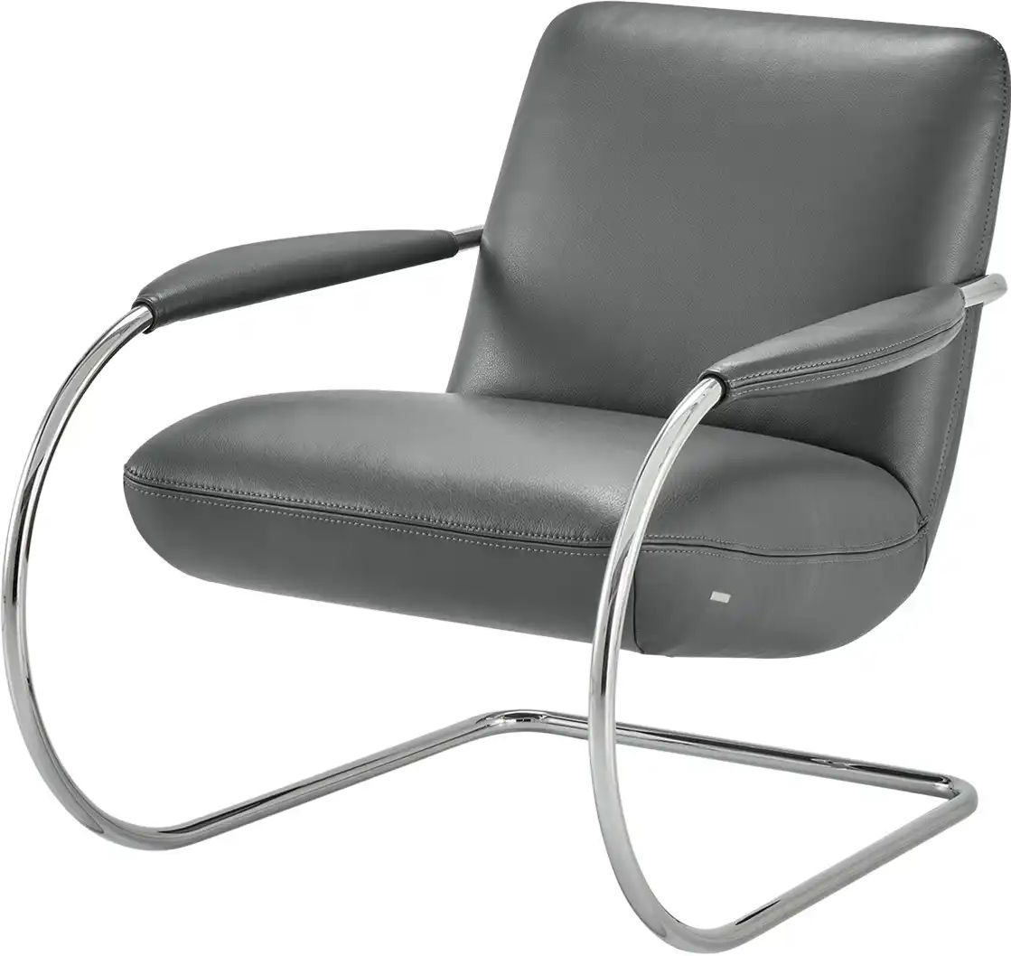 KOINOR Freischwingersessel aus Echtleder Jingle ¦ grau ¦ Maße (cm): B: 80 H: 83 T: 95.0 Polstermöbel > Sessel > Lederses...