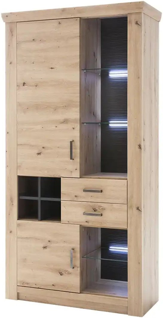 Thumbnail - uno Kombi-Vitrine Marian ¦ holzfarben ¦ Maße (cm): B: 110 H: 211 T: 45.0 Schränke > Vitrinen - Höffner