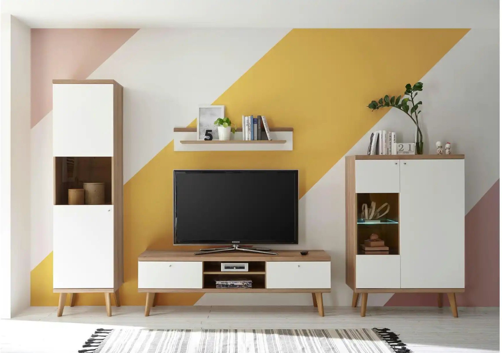 Wohnwand Lessay ¦ weiß ¦ Maße (cm): B: 320 H: 197 T: 40.0 Kommoden & Sideboards > Wohnwände - Höffner