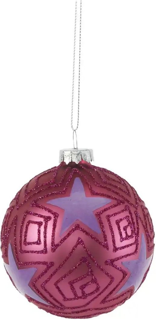 Thumbnail - HOME STORY Weihnachtsbaumkugel mit Sternen   ¦ rosa/pink ¦ Glas,Aluminium Ø: 8 Weihnachten - Höffner
