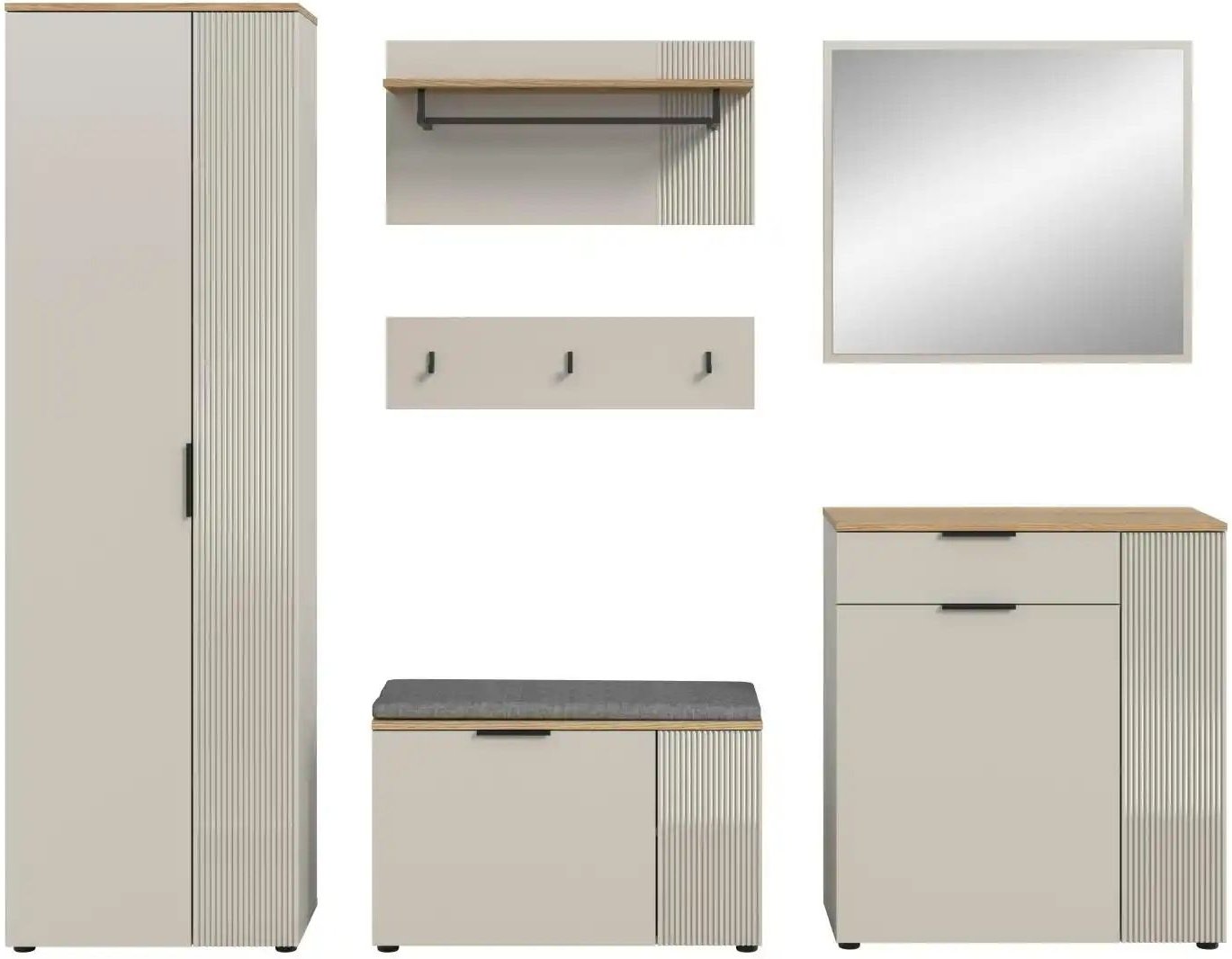 Garderobenkombination ¦ creme ¦ Maße (cm): B: 250 H: 190 Garderoben & Kleiderstangen > Garderobensysteme - Höffner