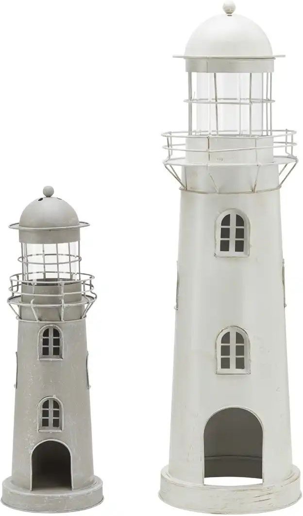 Thumbnail - Laterne Leuchtturm 2er-Set ¦ grau ¦ Eisen,Glas ¦ Maße (cm): H: 75 Ø: 22 Accessoires > Kerzen & Kerzenständer - Höffn...