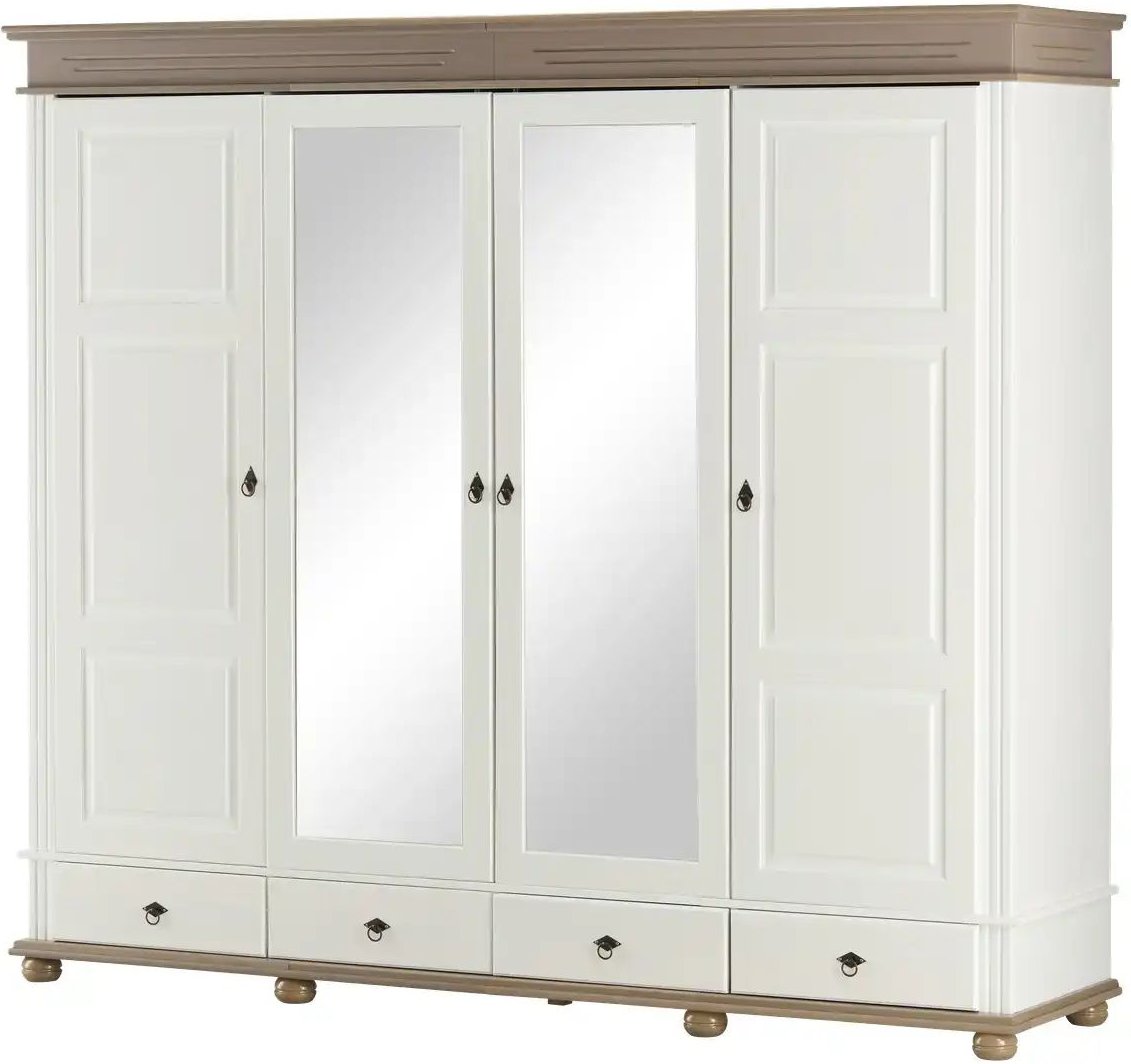 Thumbnail - Drehtürenschrank Massivholz Fehmarn ¦ weiß ¦ Maße (cm): B: 252 H: 220 T: 62.0 Schränke > Kleiderschränke > Drehtürenschr...