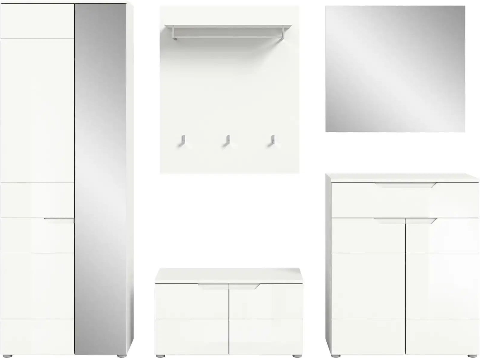 Garderobenkombination ¦ weiß ¦ Maße (cm): B: 258 H: 193 T: 37.0 Garderoben & Kleiderstangen > Garderoben - Höffner