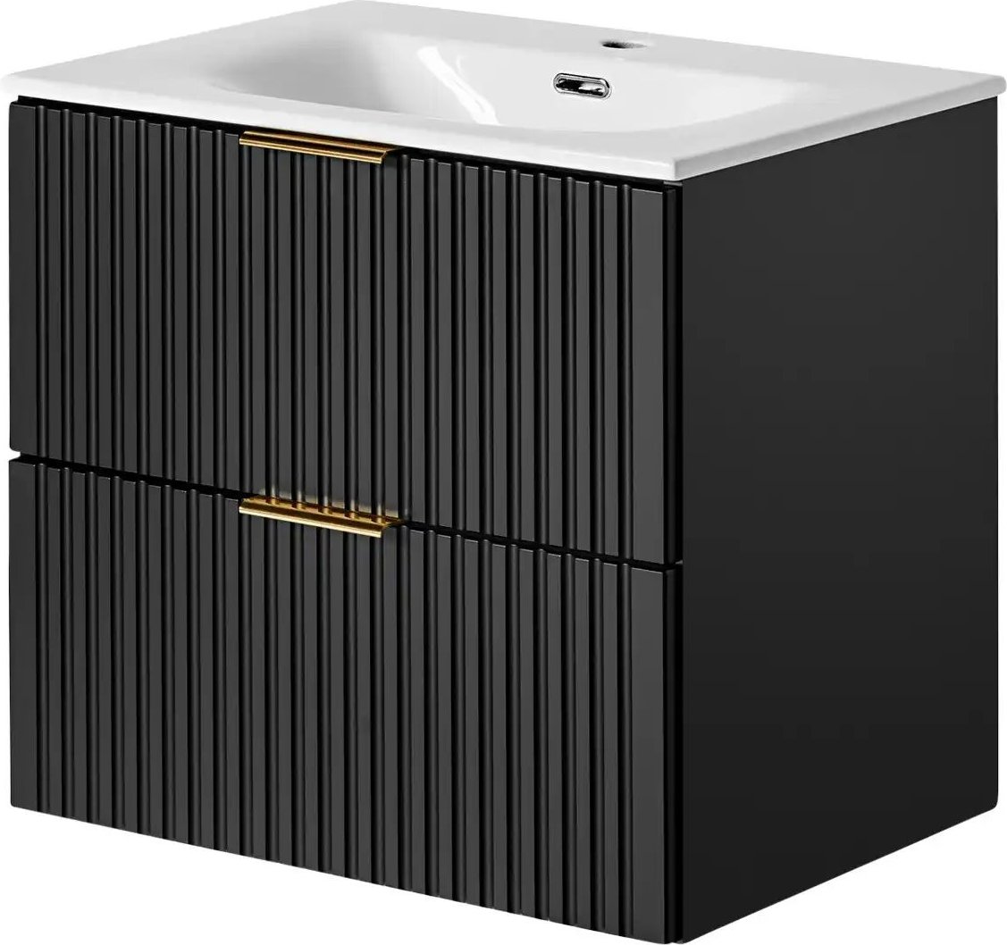 Waschtischkombination Alpsee ¦ schwarz ¦ Maße (cm): B: 61 H: 58,7 T: 46.0 Schränke > Badschränke > Waschbecken-untersch...