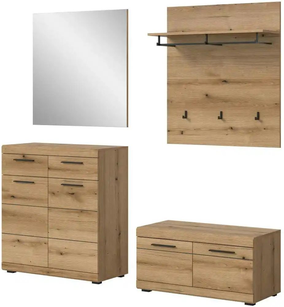 Garderobenkombination ¦ holzfarben ¦ Maße (cm): B: 195 H: 197 Garderoben & Kleiderstangen > Garderobensysteme - Höffne...