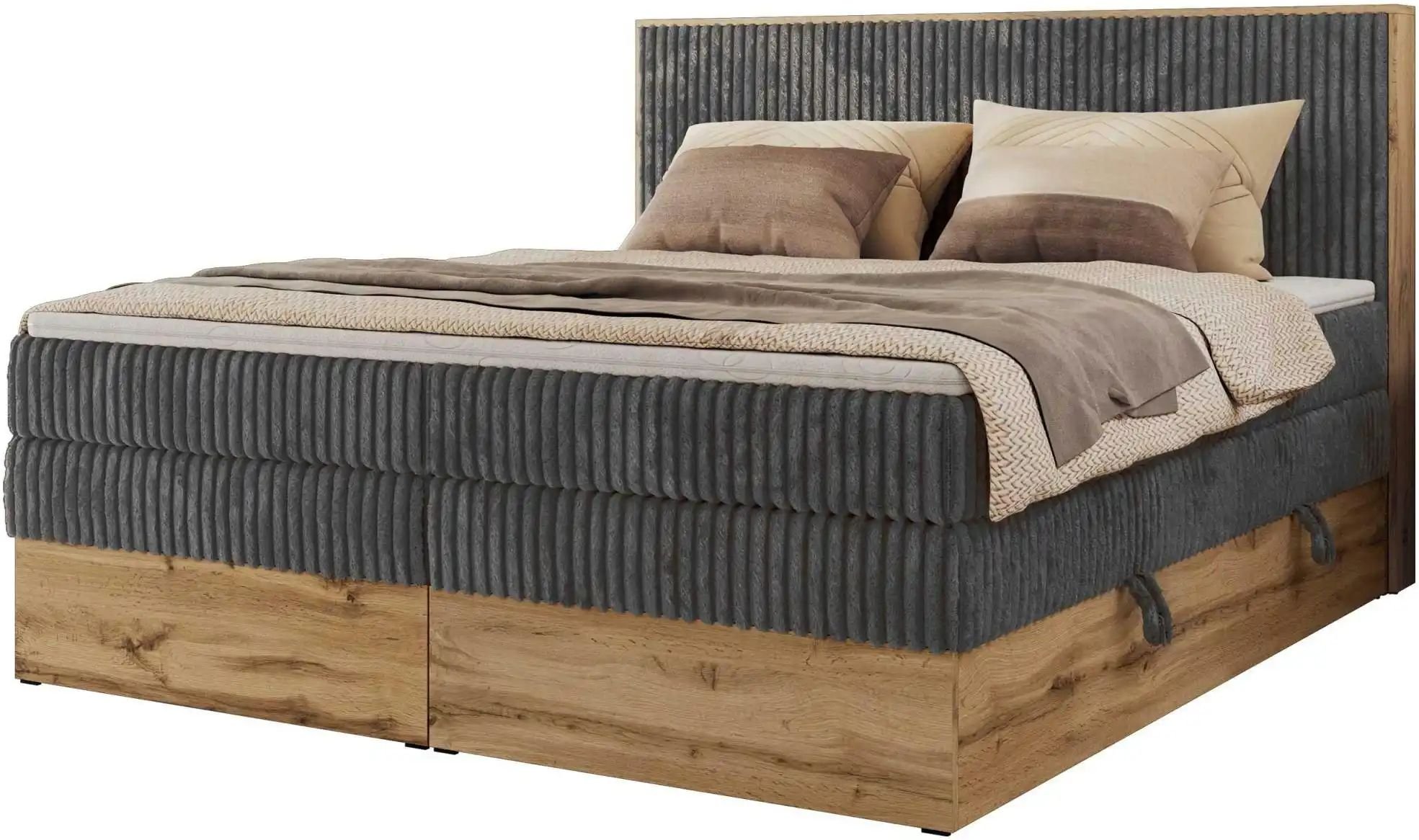 Boxspringbett mit Bettkasten Wood Classic King ¦ grau ¦ Maße (cm): B: 204 H: 120 Betten > Boxspringbetten - Höffner