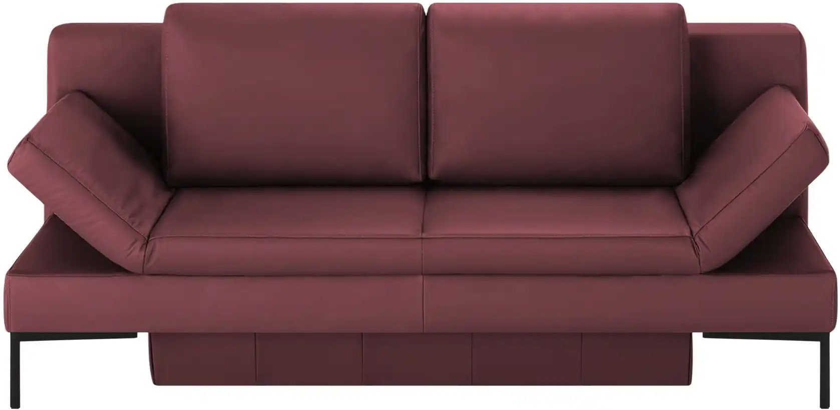 Schlafsofa mit Sitz- und Rückenfläche aus Echtleder Kenny ¦ rot ¦ Maße (cm): B: 204 H: 88 T: 91.0 Polstermöbel > Sofas >...